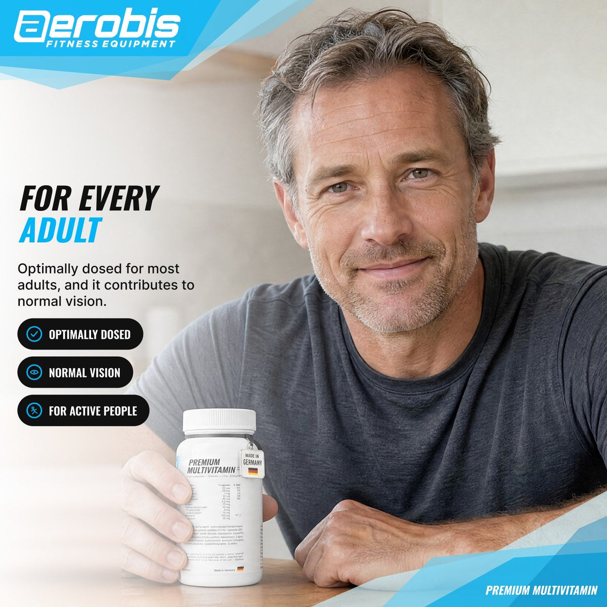 aerobis Multivitamin for every adult: sensibly dosed, contributes to the maintenance of normal vision (AI)