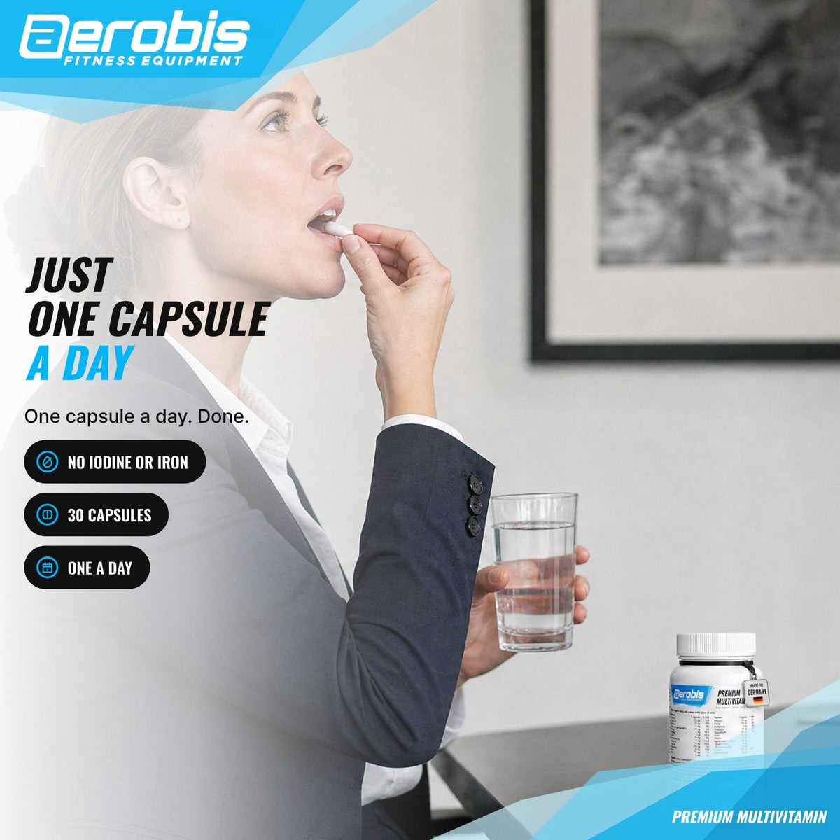 Just one capsule a day: aerobis Multivitamin without iodine or iron, 30 capsules (AI)