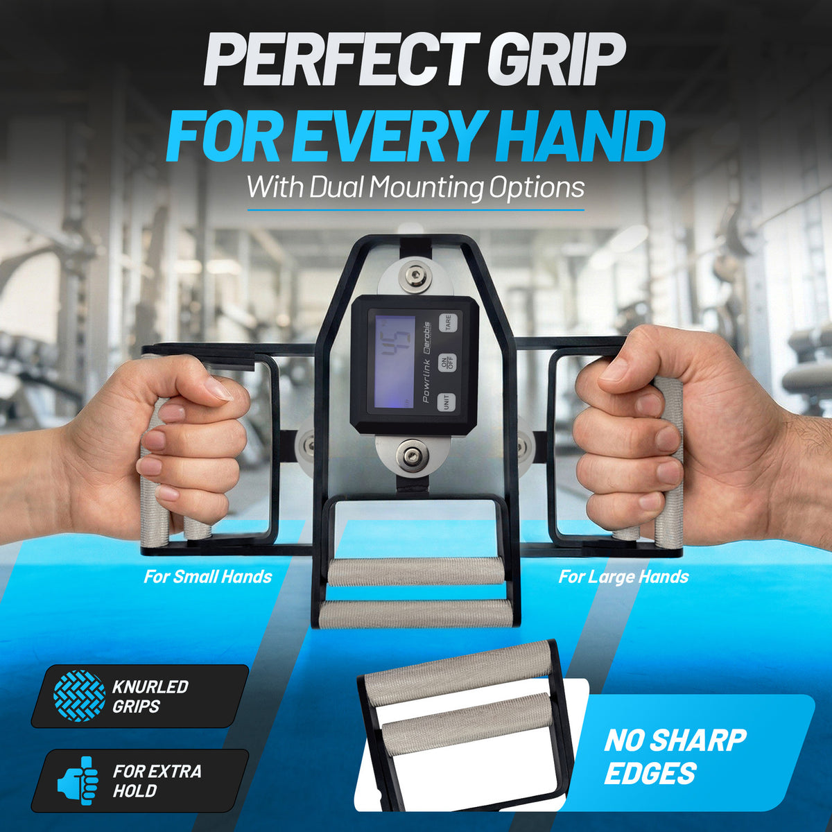 aerobis Powrlink Grip Strength Set - Two different settings for small and for large hands. Perfect grip with the knurled grip handles. (AI)