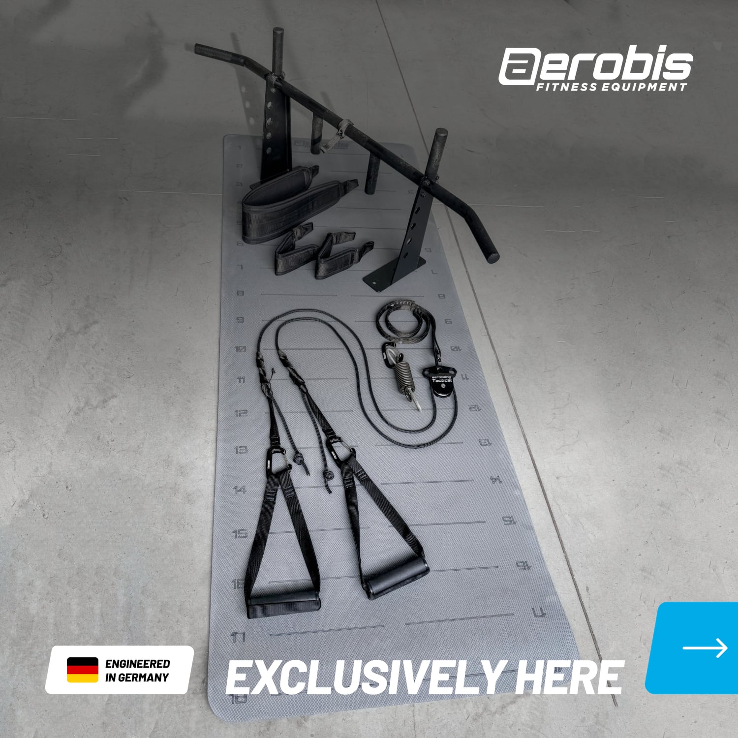 Exclusive Bundle of Fitness Mat, aeroSling Tactical and Pullup-Bar