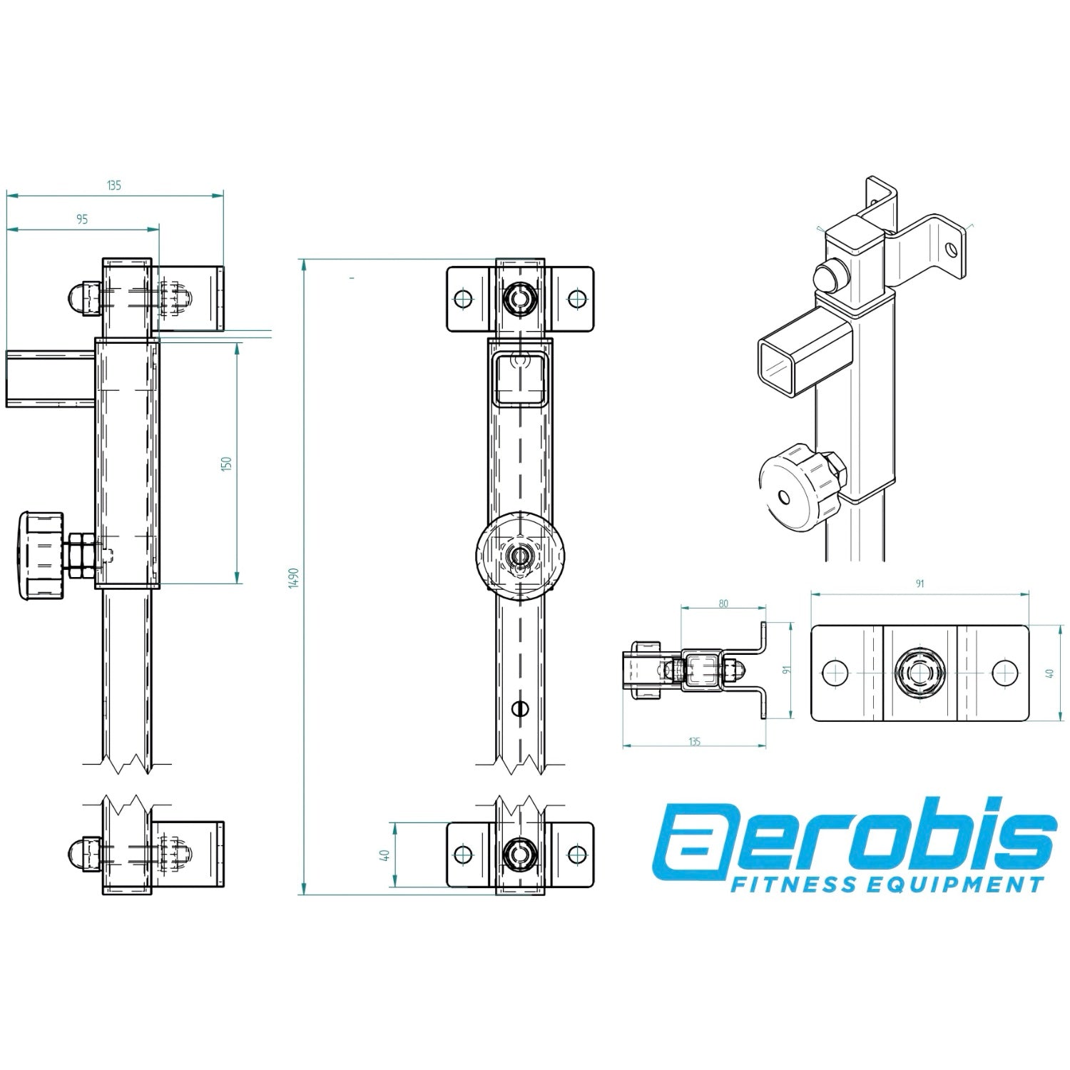 aerobis Wall Rail - Fast height adjustment for revvll and Kinetic Trainer 2