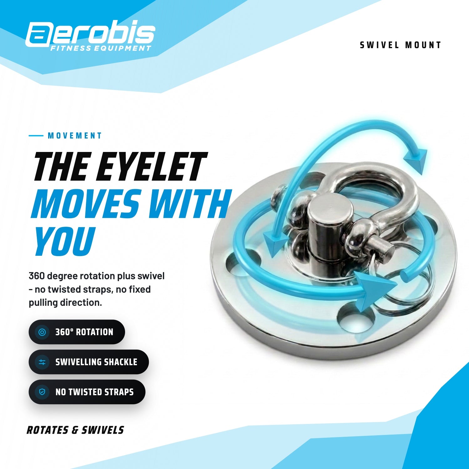 Rotating and swivelling shackle of the aerobis Swivel Mount follows every movement (AI)