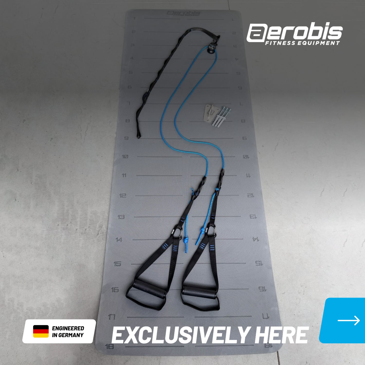 Exclusive Slingtrainer Bundle with aeroSling ELITE, Fitness Mat and Wall or Ceiling Hook