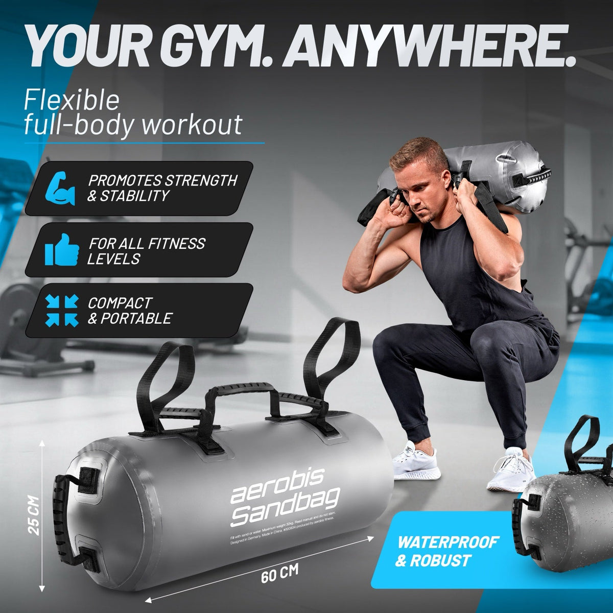 Sandbag - One size. Up to 30 kg. by aerobis German quality