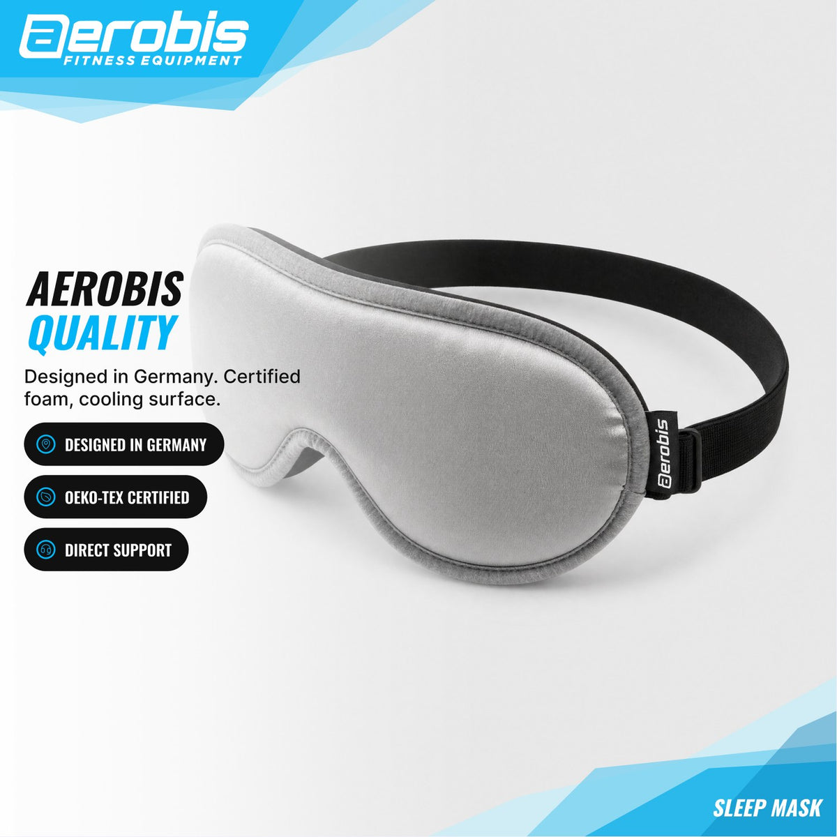 Detalles de confianza de la aerobis Sleep Mask - materiales y notas de calidad