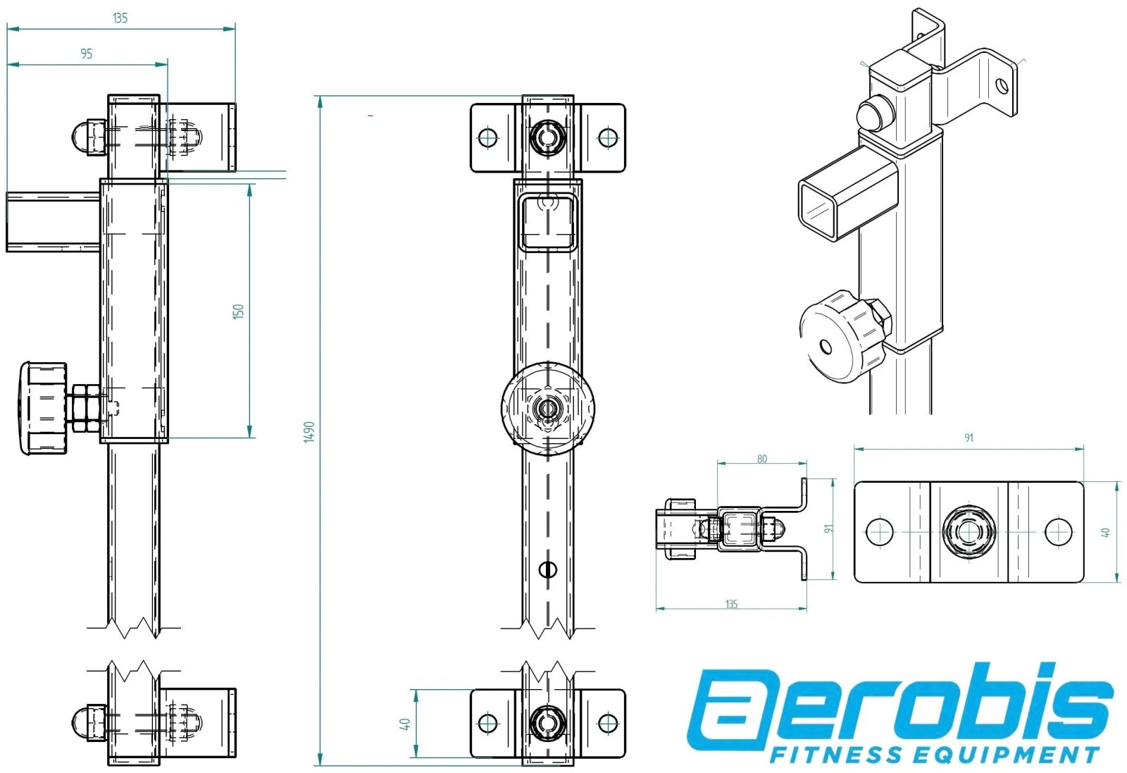 aerobis Wall Rail - Fast height adjustment for revvll and Kinetic Trainer 12