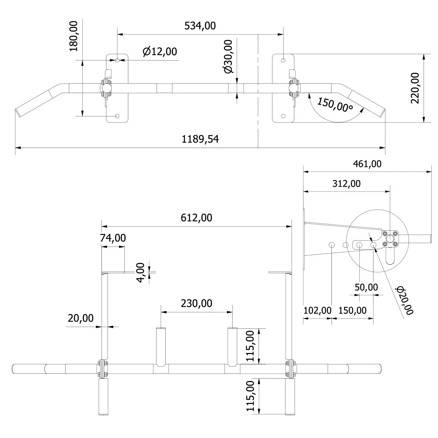 aerobis Premium Klimmzugstange für Wand und Decke 4